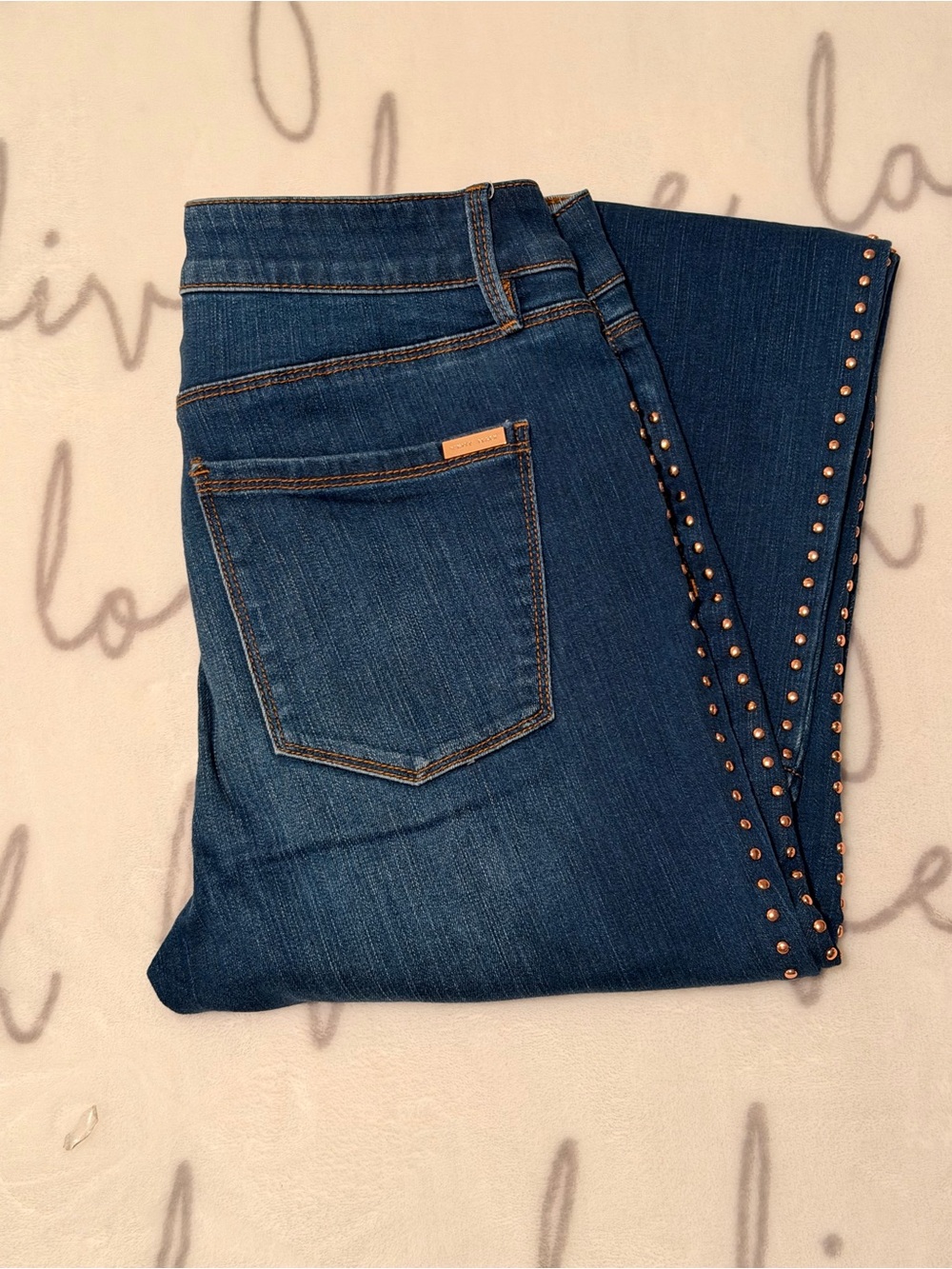 WHBM Rose Gold Stud Embellished Slim Ankle Stretch Jean | 6 | Excellent